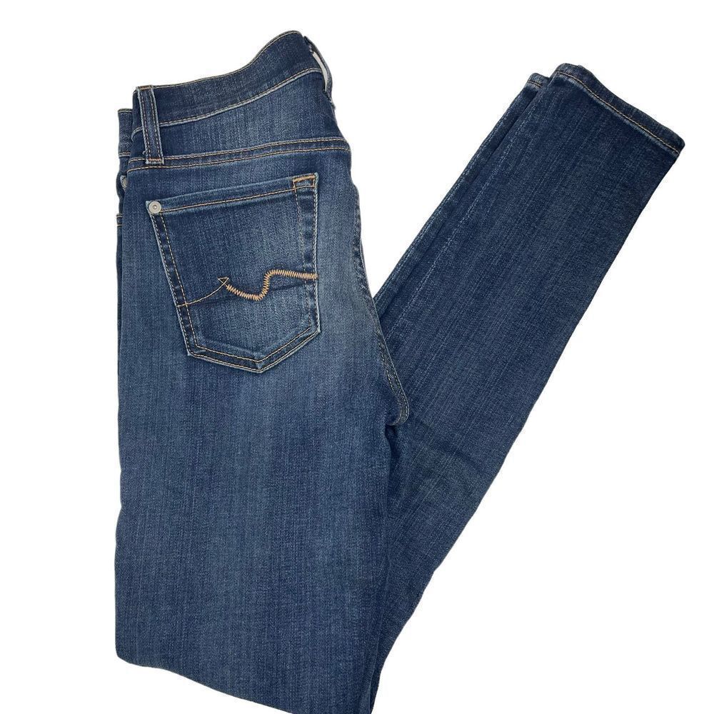 7 for all Mankind Mid/High Rise Skinny Gwenevere Slightly Distressed Jeans Sz 25